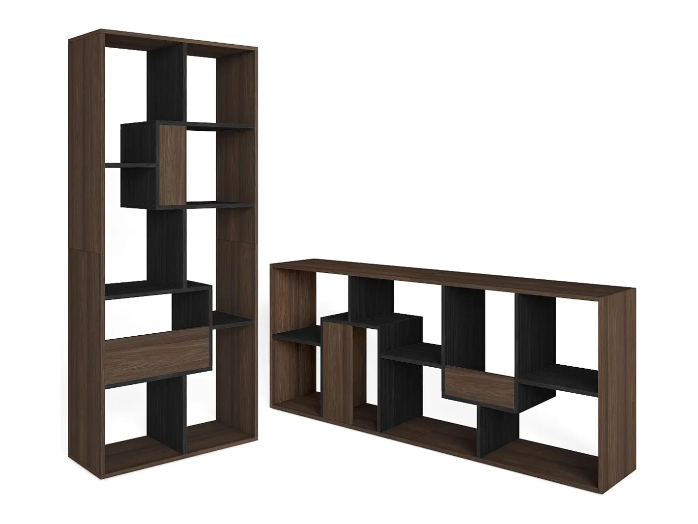Clearance Estantes de prateleiras , 162x67x31cm, Sala de jantar, Carvalho escuro e Preto Prateleira