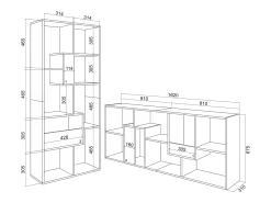 Skraut Home Prateleira*Estantes de prateleiras , 162x67x31cm, Sala de jantar, Carvalho escuro Castanho