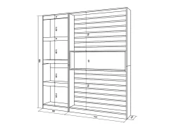 Skraut Home Biblioteca*Estantes de prateleiras, 170x25x186cm, Sala de estar - Escritório, Lareira eléctrica, Carvahlo e preto Natural claro