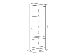 Outlet Estantes de prateleiras, 60x25x186cm, Sala de estar - Escritório, Sala de jantar, Carvahlo e preto Biblioteca