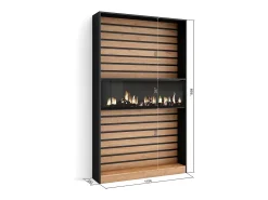 Clearance Estantes de prateleiras, 110x25x186cm, Sala de estar - Escritório, Lareira eléctrica, Carvahlo e preto Biblioteca