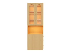Estante/Vitrine - 60×40×200 cm - 3 gavetas laterais e 2 portas de vidro - LED - Lados esquerdo/direito reversíveis - Natural*ModernLuxe