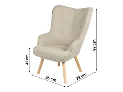 Best Fauteuil de salon en tissu beige avec pieds en bois collection ENJOY. Style scandinave Poltrona