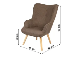 Hot Fauteuil de salon en tissu coloris avec pieds en bois collection ENJOY. Style scandinave Poltrona