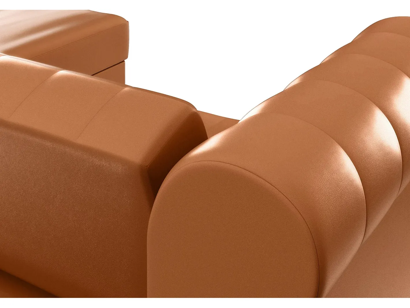 Sale Felix | Sofá-cama Chaise Longue em PU Cognac Sofá