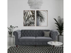Loft24 Sofá*Felix | Sofá-cama de 3 lugares em veludo antracite Cinza antracite