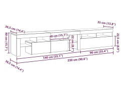 vidaxl Móvel De Tv*Gabinete para TV 2 pcs Carvalho 230 x 36,5 x 40 cm Preto