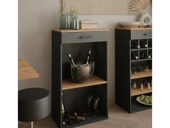 Vicco Acessórios De Arrumação|Acessório Vinho E Bar*Garrafeira carvalho goldkraft/antracite 60x34.5x106 repose Natural escuro