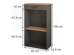 Vicco Acessórios De Arrumação|Acessório Vinho E Bar*Garrafeira carvalho goldkraft/antracite 60x34.5x106 repose Natural escuro