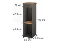 Garrafeira carvalho goldkraft/antracite 30x34.5x106 repose^Vicco Discount