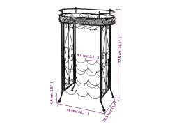 Acessórios De Arrumação|Acessório Vinho E Bar*Garrafeira de metal, mesa com ganchos para 9 garrafas de vinho PT227320 Preto