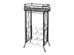 Acessórios De Arrumação|Acessório Vinho E Bar*Garrafeira de metal, mesa com ganchos para 9 garrafas de vinho PT227320 Preto