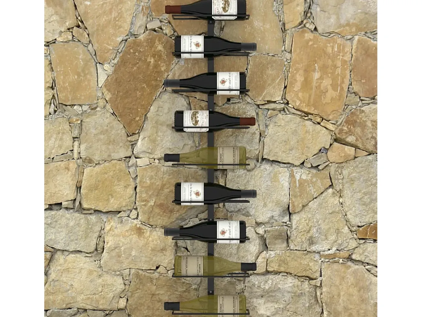 Acessórios De Arrumação|Acessório Vinho E Bar*Garrafeira de parede para 9 garrafas ferro PT661203 Preto