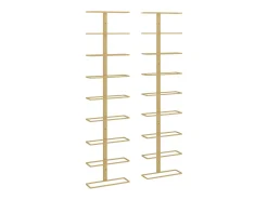 Acessórios De Arrumação|Acessório Vinho E Bar*Garrafeira de parede para 9 garrafas 2 pcs ferro PT317155 Dourado