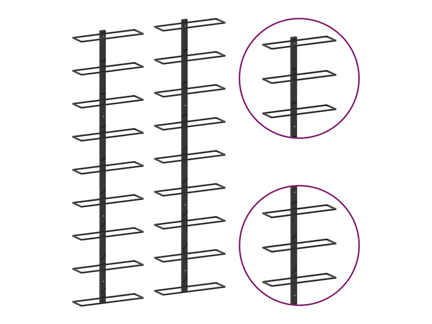 Garrafeiras de parede para 18 garrafas 2 pcs ferro PT514918^ Outlet