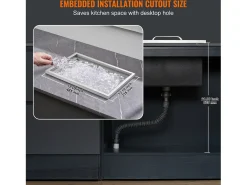 Acessório Vinho E Bar*Geladeira Embutida SucceBuy, 51 x 35 x 30 cm, Baldes de Gelo de Aço Inoxidável com Tampa, Bar de Gelados para Cozinha Exterior Prateado