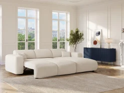 Grande sofá de canto direito convertível em tecido bouclé POGNI da*Maison Céphy Discount