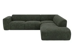 Maison Céphy Sofá*Grande sofá de canto direito com encosto chaise longue em tecido mescla POGNI Verde