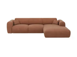 Maison Céphy Sofá*Grande sofá de canto direito veludo canelado POGNI de Terracota