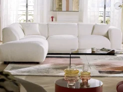 Online Grande sofá de canto esquerdo com encosto chaise-longue tecido bouclé POGNI Sofá