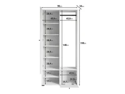 Guarda roupa moderna 90 cm roupeiro de entrada com espelho prateleiras e varão mate artisan branco* Discount