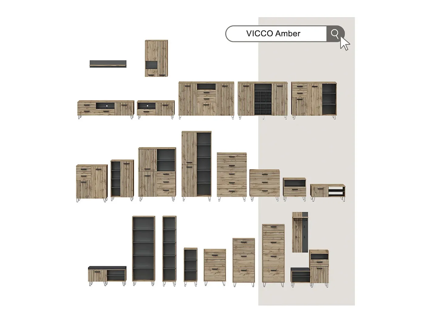 Vicco Móvel De Entrada*Guarda-roupa carvalho wotan 100x38x100 amber Natural escuro