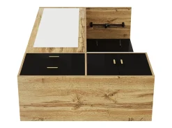 Guarda-roupa 100x38x108.1 cm - Com espelho - Com sapateiro - Com ganchos e cabides retráteis - Preto + Natural^ModernLuxe