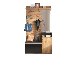 Hall de Entrada com Espelho e Móvel para Sapatos - Natural & Preto - Espaçoso e Elegante^ModernLuxe Clearance