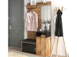 Hall de Entrada com Espelho e Móvel para Sapatos - Natural & Preto - Espaçoso e Elegante^ModernLuxe Clearance