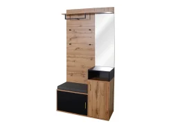 Hall de Entrada com Espelho e Móvel para Sapatos - Natural & Preto - Espaçoso e Elegante^ModernLuxe Clearance