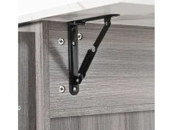 Clearance Ilha central de cozinha com 3 gavetas e portas de armazenamento - Tampo extensível - Pés em rodas ou em madeira - Cinza Móvel De Arrumação
