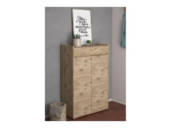 Loft24 Móvel De Arrumação|Sapateira*Kosmo | Sapateira com 2 Portas e 1 Gaveta em Carvalho Castanho