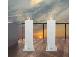Dmora Lareira*Lareira a bioetanol Seroth, Lareira ecológica, Lareira sem fumo, Aquecedor a etanol, Fabricado em Itália, 20x20 h110 cm, Branco