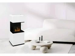 Dmora Lareira*Lareira a bioetanol Sinabung, Lareira ecológica, Lareira sem fumo, Aquecedor a etanol, Fabricado em Itália, 38x38 h100 cm, Preto e Branco
