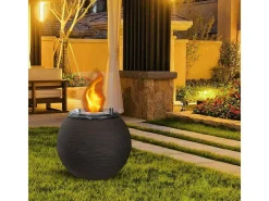 Dmora Lareira*Lareira a bioetanol Stromboli, Lareira ecológica, Lareira sem fumo, Aquecedor a etanol, Fabricado em Itália, 40x40 h54 cm, Castanho