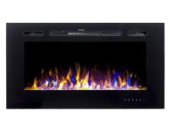 Lareira elétrica CALBUCO - Montagem na parede ou embutida - L101,6 x P14 x A54,4 cm - Preta*FLAMATECH Online
