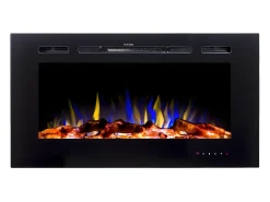 Lareira elétrica CALBUCO - Montagem na parede ou embutida - L101,6 x P14 x A54,4 cm - Preta*FLAMATECH Online