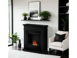 Dmora Lareira*Lareira Fuego a bioetanol, Lareira ecológica, Lareira sem fumo, Aquecedor a etanol, Fabricado em Itália, 91x28 h90 cm, Preto