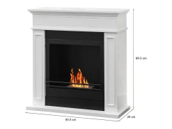 Dmora Lareira*Lareira Fuego a bioetanol, Lareira ecológica, Lareira sem fumo, Aquecedor a etanol, Fabricado em Itália, 91x28 h90 cm, Branco