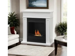 Dmora Lareira*Lareira Fuego a bioetanol, Lareira ecológica, Lareira sem fumo, Aquecedor a etanol, Fabricado em Itália, 91x28 h90 cm, Branco