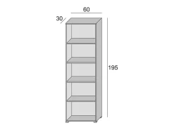 Outlet Libreria Girasole, Biblioteca a 4 ripiani regolabili, Scaffale per libri, Mobile da parete con ripiani, 100% Made in Italy, 60x30h195 cm, Bianco e Cemento Biblioteca