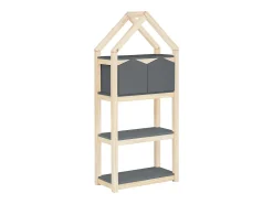 Loft24 Biblioteca*Linha Square | Estante 2 Cestos Nature Cinzento
