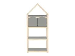 Loft24 Biblioteca*Linha Square | Estante 2 Cestos Nature Cinzento