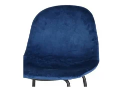 Clearance Lot de 4 tabourets de bar avec dossier en velours bleu et structure en métal collection LALY - Style industriel Banco