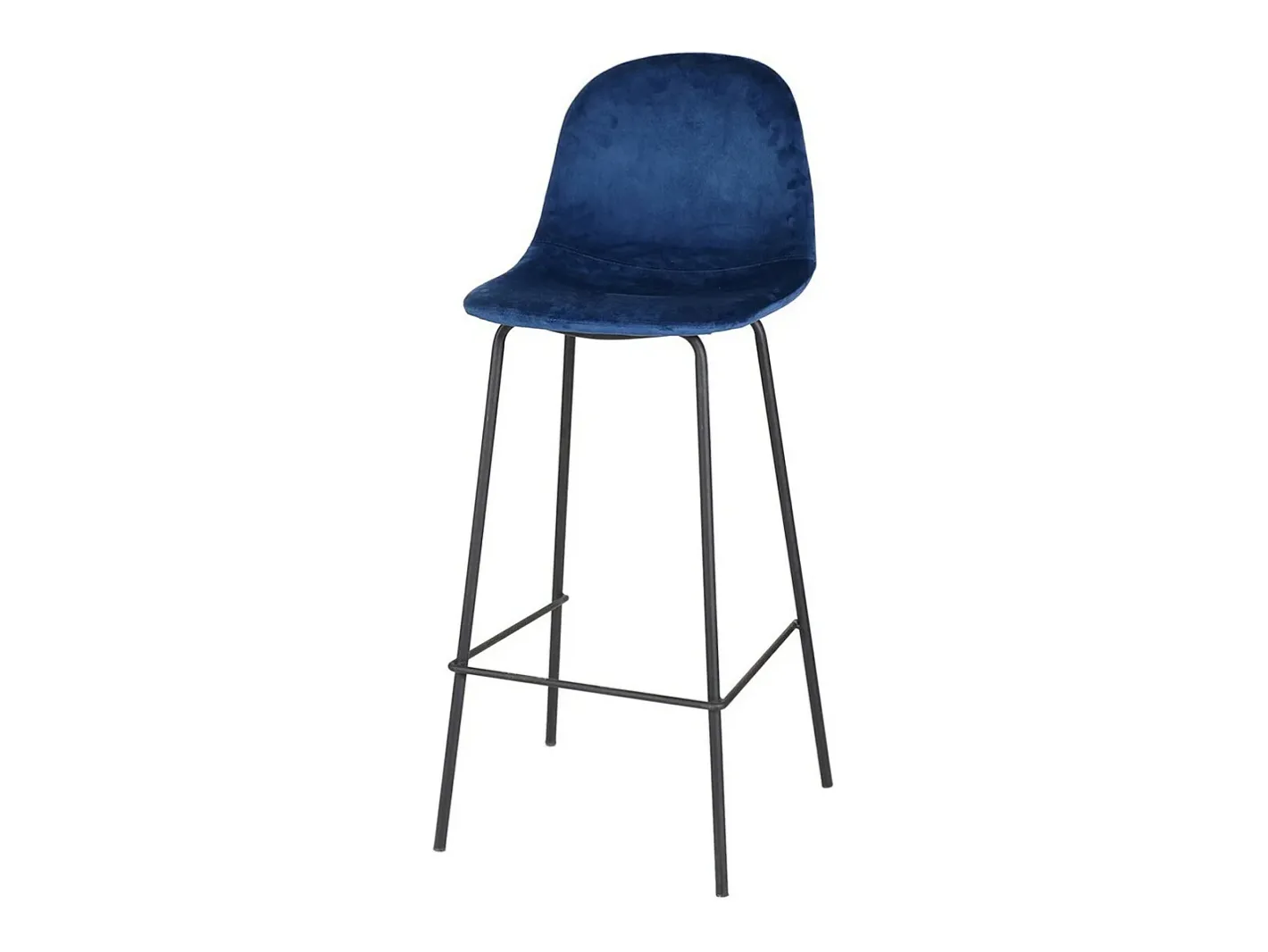 Clearance Lot de 4 tabourets de bar avec dossier en velours bleu et structure en métal collection LALY - Style industriel Banco
