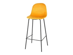 Best Lot de 4 tabourets de bar avec dossier en velours jaune et structure en métal collection LALY - Style industriel Banco
