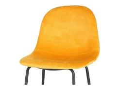 Best Lot de 4 tabourets de bar avec dossier en velours jaune et structure en métal collection LALY - Style industriel Banco