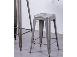 Nest Dream Banco*Lote de 4 bancos de metal com 66 cm de altura - Bistro - Metal Prateado