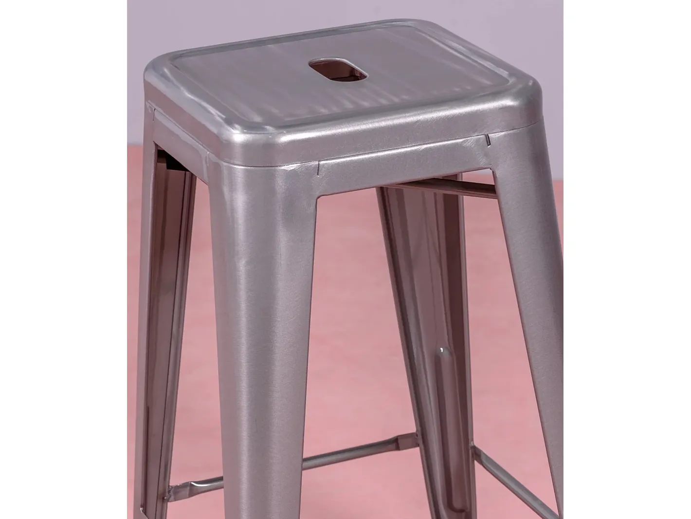 Nest Dream Banco*Lote de 4 bancos de metal com 66 cm de altura - Bistro - Metal Prateado