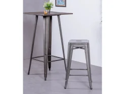 Nest Dream Banco*Lote de 4 bancos de metal com 66 cm de altura - Bistro - Metal Prateado